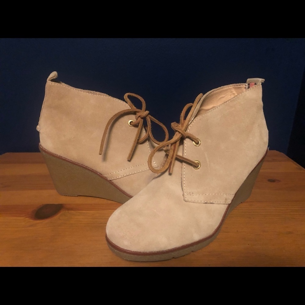 Sperry suede wedge booties